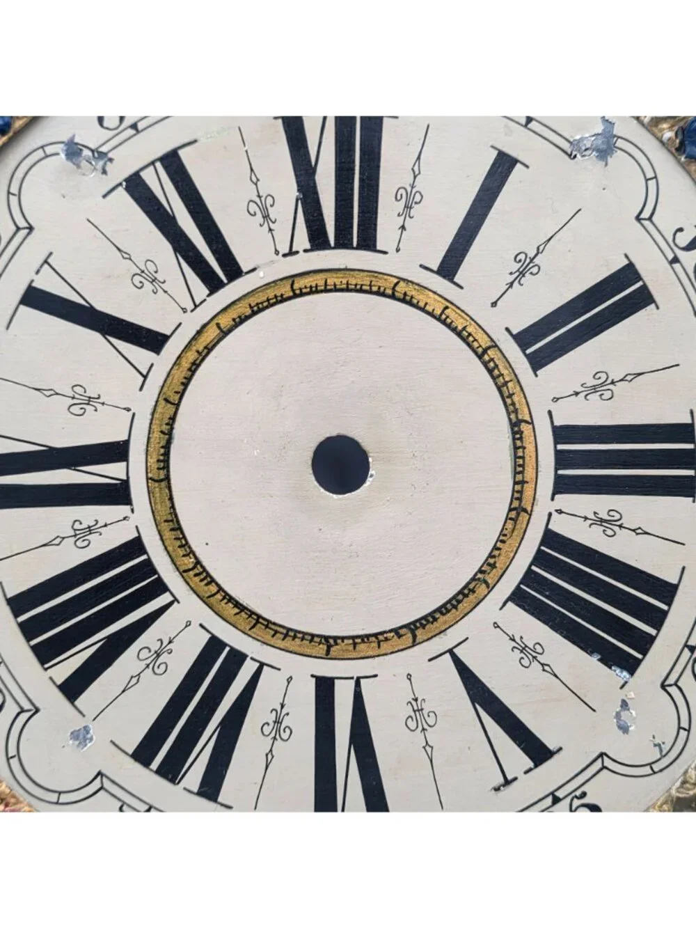 Clock Face Hand Painted Metal 1890s Dutch Longcase Table decor Decoration Face